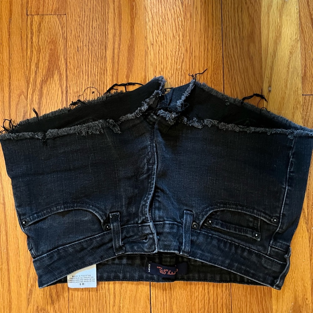 Black Denim Frayed Tube Top